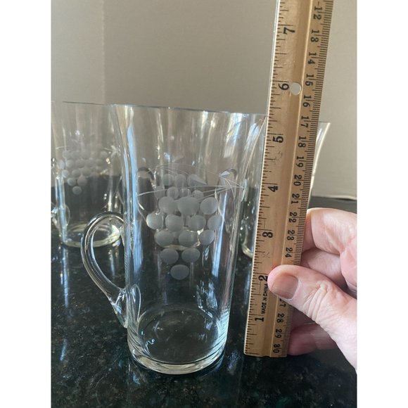 VIntage Etched Grape Cluster 5" Irish Coffee Cups (Qty. 4) - Picture 5 of 6